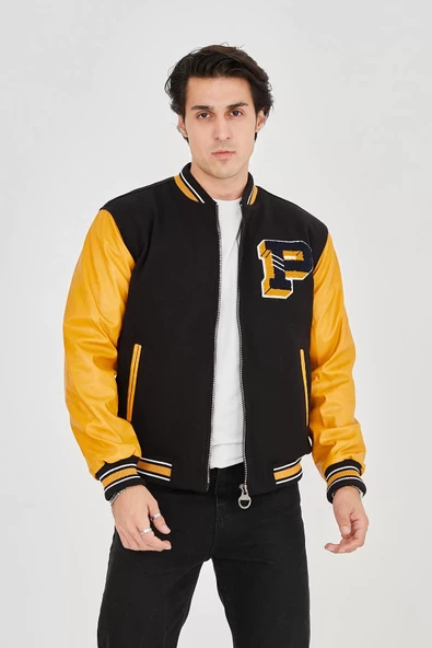 Erkek Suni Deri Ceket - Sarı - 7