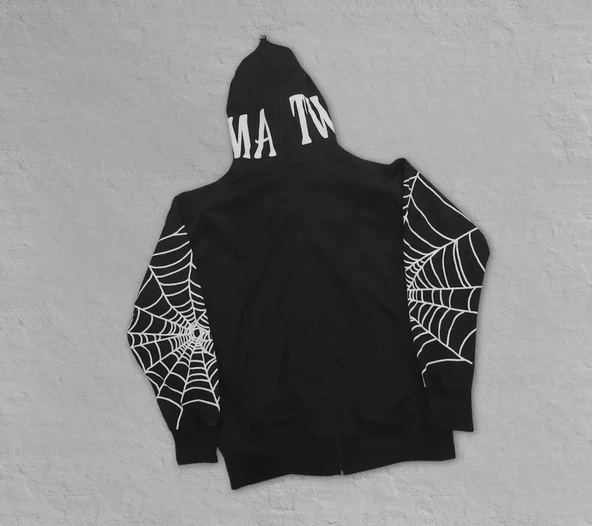 Kadın Bape Spider Baskılı Oversize Hırka - Siyah - 6