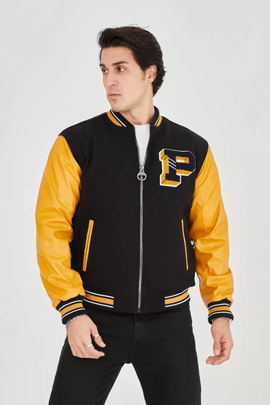 Erkek Suni Deri Ceket - Sarı - 8