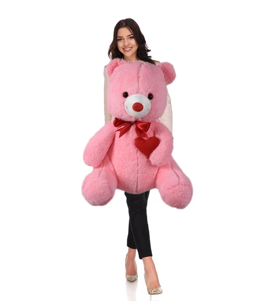 80 cm Kalp Tutan, Oturan Sevimli Peluş Ayı - Sevgiliye Özel HEDİYE
