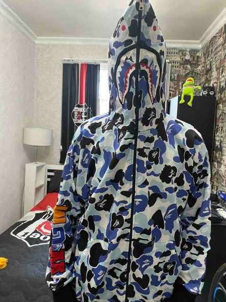 Unisex Pubg Bape Hoodie - Gri - 4