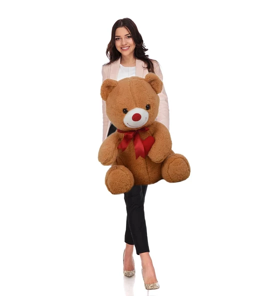 80 cm Kalp Tutan, Oturan Sevimli Peluş Ayı - Sevgiliye Özel HEDİYE - 10