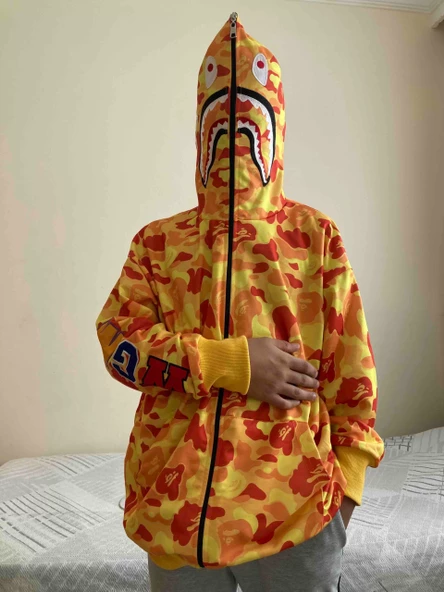 Unisex Pubg Bape  Hoodie - Sarı