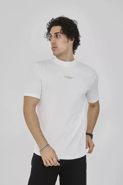 Unisex Bisiklet Yaka Slim fit T-Shirt- Beyaz - 2