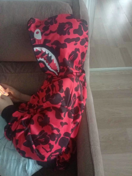 Unisex Pubg Bape  Hoodie - Kırmızı