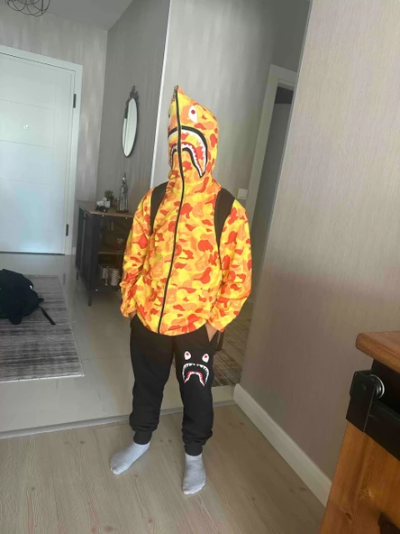 Unisex Pubg Bape  Hoodie - Sarı - 5