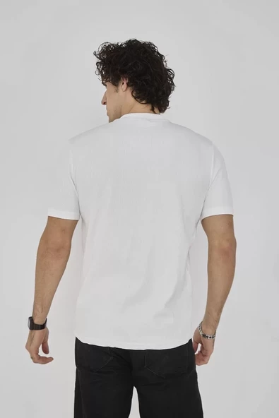 Unisex Bisiklet Yaka Slim fit T-Shirt- Beyaz - 6