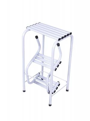 Metal Tabure Merdiven 3 Basamaklı Beyaz Renk Tabureli Merdiven - 2