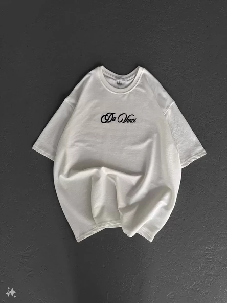 Unisex Baskılı Oversize T-Shirt - Beyaz - 4