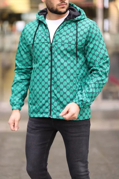 Unisex Kapüşonlu İçi Astarlı Yağmurluk - Zümrüt - 2