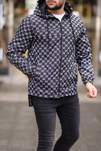 Unisex Kapüşonlu İçi Astarlı Yağmurluk - Siyah - 2
