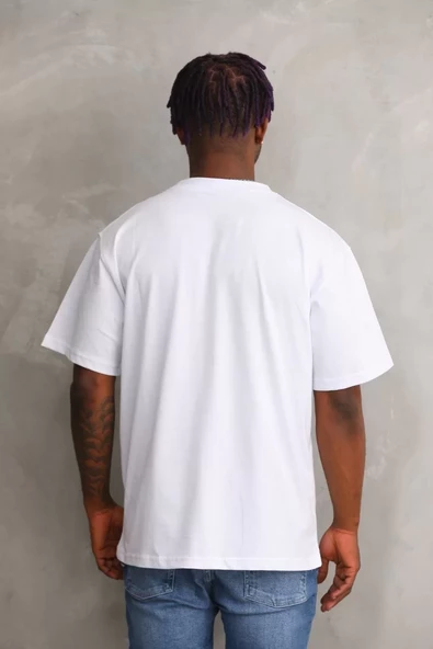 Unisex Oversize Kolye Dahil T-Shirt - Beyaz - 6