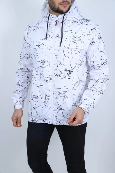 Erkek İçi Astarlı Yağmurluk - Beyaz - 2