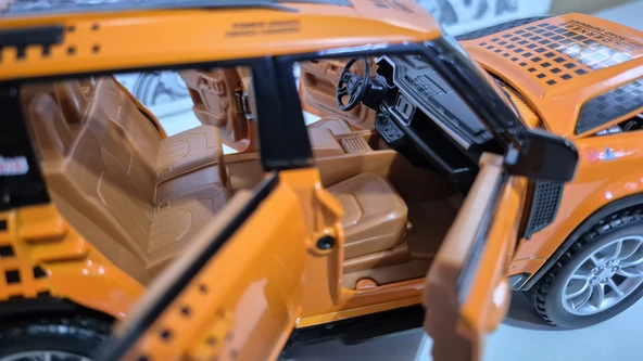 Diecast Model Metal Oyuncak Araba Land Rover Jip Defender Modifiyeli Koleksiyon Jeep 20 cm Suv Turuncu