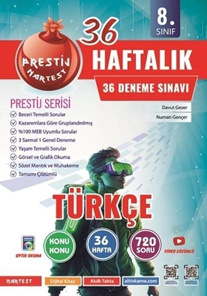 8. Sınıf Türkçe Haftalık Deneme Omage Nartest Yayınları - 1