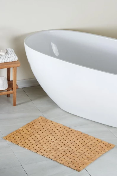 BAMBU AHŞAP BANYO PASPASI 50X80 CM KAHVERENGİ