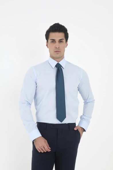 Brianze Açık Mavi Kravat Yaka Slim Fit Gömlek - 3