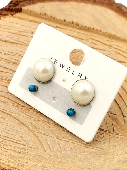 Renkli Kararmaz Mavi Figürlü Lüks Küpe ürün görseli 1