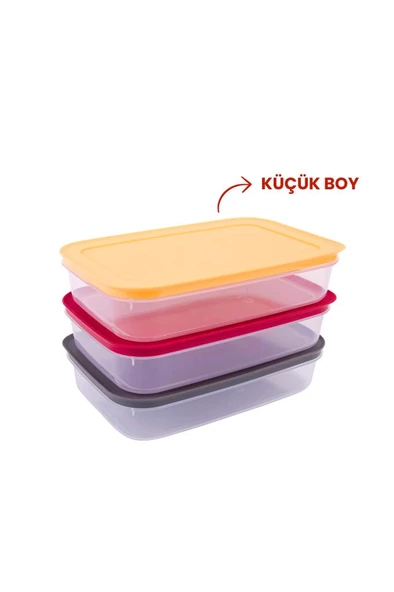 3'lü Saklama Kabı Derin Dondurucu Kapaklı Buzdolabı Buzluk Düzenleyici Buzluk Kıyma Kutusu Küçük Boy 3x1300ml - 2