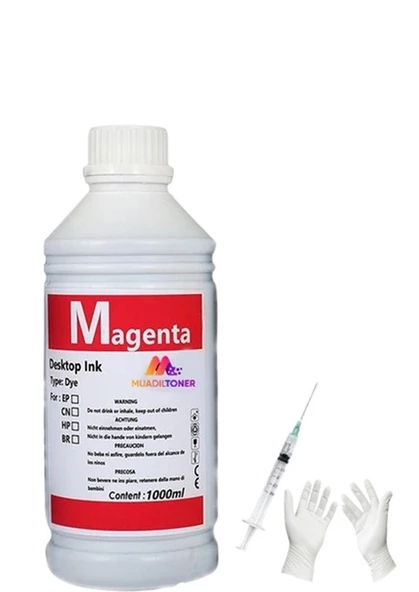 Tecprint HP 652-F6V24Ae 1 Litre Kırmızı  Muadil Mürekkep+Enjektör+Eldiven