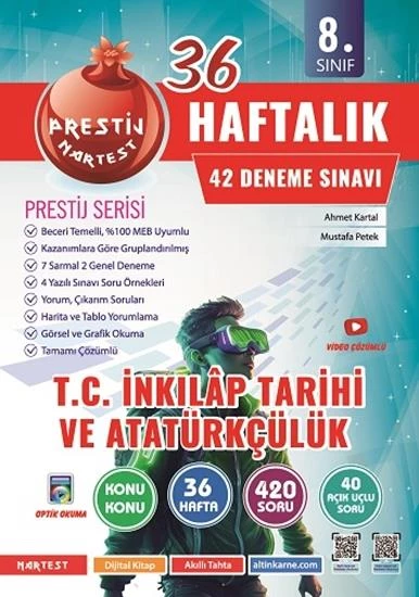 8. Sınıf Haftalık T.c. İnkılap Tarihi Ve Atatürkçülük Denemeleri Omega Nartest Yayınları