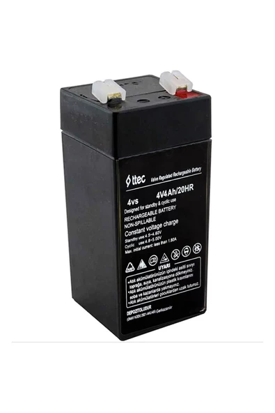 Akü 4 Volt 4 Amper Akü 4v-4ah Standart Bakımsız Kuru Akü Ttec ( 45 X 45 X 100 Mm ) - 2