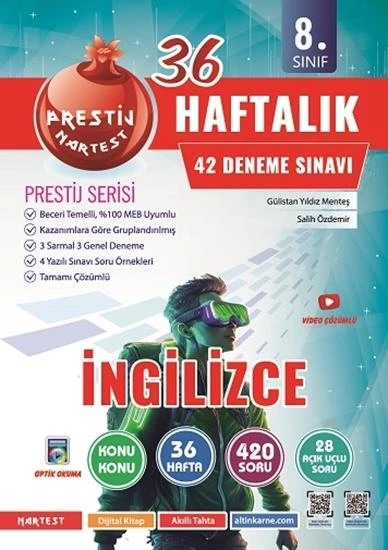 8. Sınıf Haftalık İngilizce Denemeleri Omega Nartest Yayınları