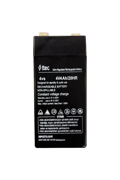 Akü 4 Volt 4 Amper Akü 4v-4ah Standart Bakımsız Kuru Akü Ttec ( 45 X 45 X 100 Mm ) - 3