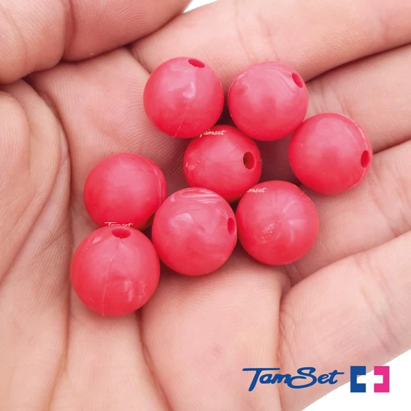 TAMSET 1.3cm Çapında Silikon Olta Takımı Boncuğu 8ad Kırmızı - 4