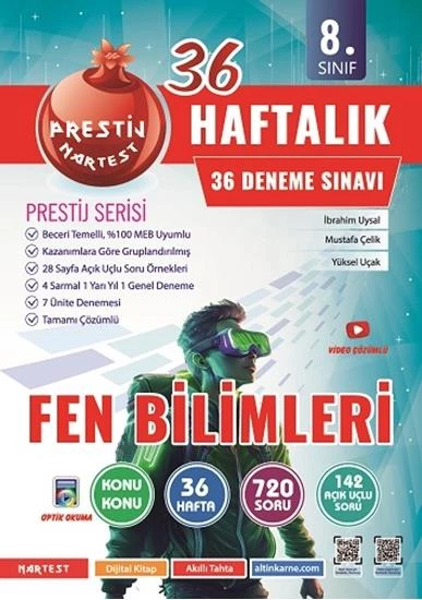 8. Sınıf Haftalık Fen Bilimleri Denemeleri Omega Nartest Yayınları
