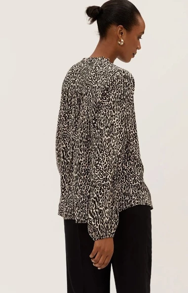 M&S COLLECTION Çiçek Desenli Uzun Kollu Bluz - 2