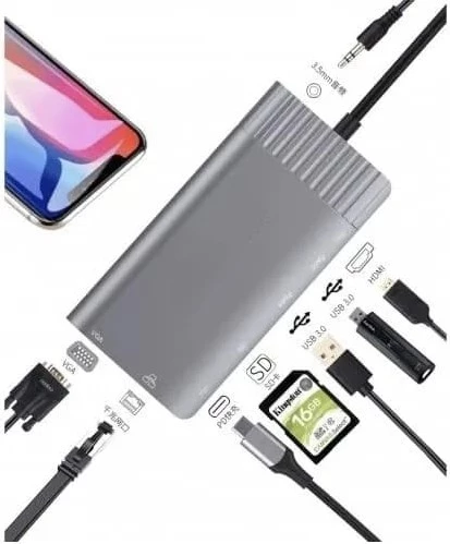 Macbook Pro Air USB Type-C Hub Dönüştürücü Çoklayıcı Type-C To Dock Istasyonu