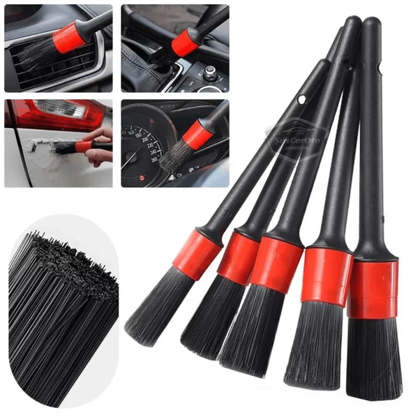 Profesyonel Oto Detay Fırça Seti 5 Farklı Boy Kaliteli Araç Klima Havalandırma Temizleme Fırçası Araba İç ve Dış Detaylı Bakım Temizlik Fırçası - 4