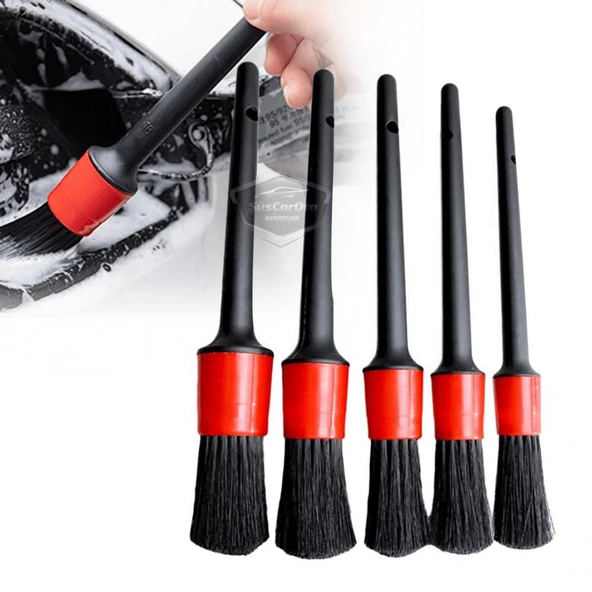 Profesyonel Oto Detay Fırça Seti 5 Farklı Boy Kaliteli Araç Klima Havalandırma Temizleme Fırçası Araba İç ve Dış Detaylı Bakım Temizlik Fırçası - 10