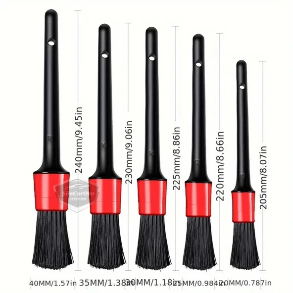 Profesyonel Oto Detay Fırça Seti 5 Farklı Boy Kaliteli Araç Klima Havalandırma Temizleme Fırçası Araba İç ve Dış Detaylı Bakım Temizlik Fırçası - 5