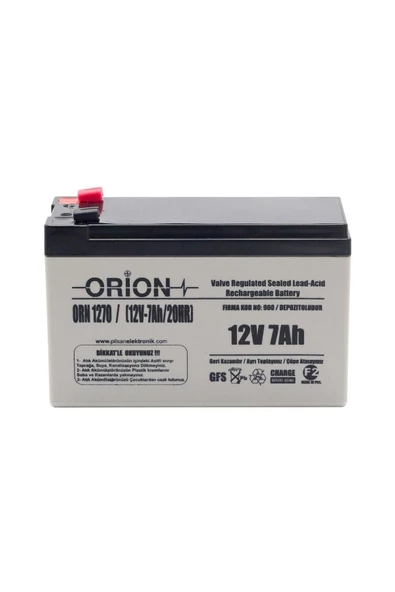 Orn1270 12v 7ah Bakımsız Kuru Akü 12 Volt 7 Amper Akü - 06/2024 Üretim