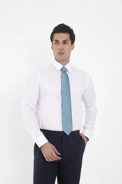 Brianze Beyaz Kravat Yaka Slim Fit Gömlek - 2