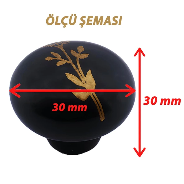 8 Adet Asya Kulp Siyah Polimer Düğme Kulp Mantar Mobilya Mutfak Dolabı Çekmece Kulbu Kulpları - Resim 2