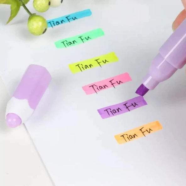 Kalem Fosforlu Kalem Seti işaretleme Kalemi 6 renk - 4