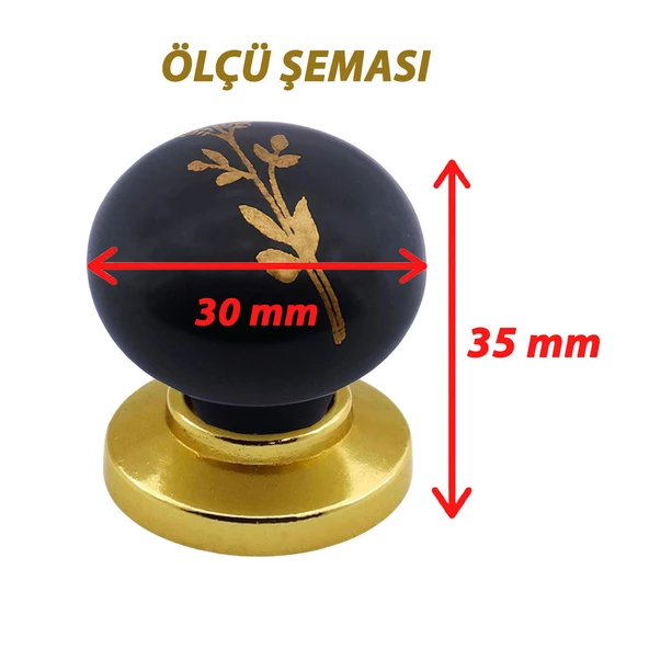 8 Adet Asya Kulp Siyah Polimer Düğme Kulp Altın Tabla Mobilya Mutfak Dolabı Çekmece Kulbu Kulpları - Resim 2