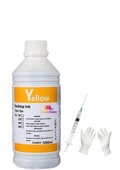 Tecprint Epson M105 Sarı 1 Litre Muadil Mürekkep +Enjektör+Eldiven