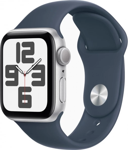 Apple Watch Se 2.Nesil (2023) Gps 40Mm Silver Aluminium Case With Storm Blue Sport Band - M/L