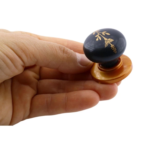 8 Adet Asya Kulp Siyah Polimer Düğme Kulp Bakır Tabla Mobilya Mutfak Dolabı Çekmece Kulbu Kulpları - Resim 3