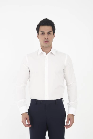 Brianze Krem Kravat Yaka Slim Fit Gömlek - 2