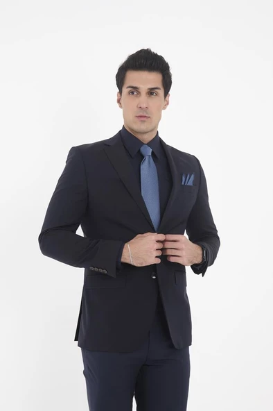 Brianze Lacivert Kravat Yaka Slim Fit Gömlek - 4
