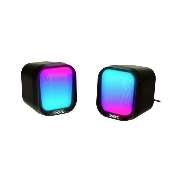 Snopy SN-87U Gaming Hoparlör 2.0 Mini RGB Işıklı 2Wx2CH Siyah USB