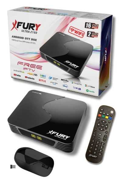 Fury Ultra 2160 2 GB Ram Android TV Box Medya Oynatıcı + Kablosuz Mouse