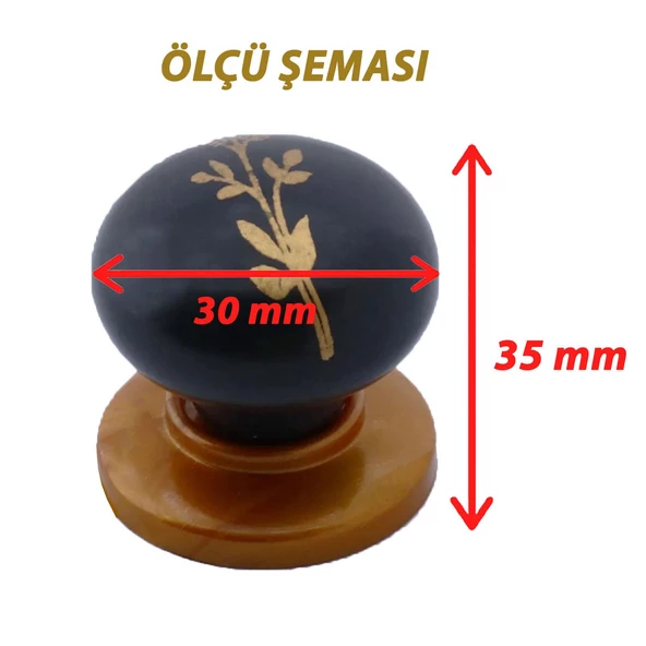 8 Adet Asya Kulp Siyah Polimer Düğme Kulp Bakır Tabla Mobilya Mutfak Dolabı Çekmece Kulbu Kulpları - Resim 2