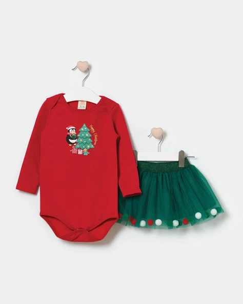 Kız Bebek Tütülü Ponponlu Yılbaşı Takımı - 7