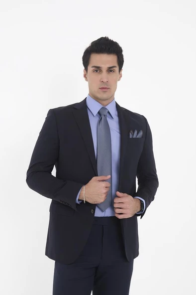 Brianze Mavi Kravat Yaka Slim Fit Gömlek - 4